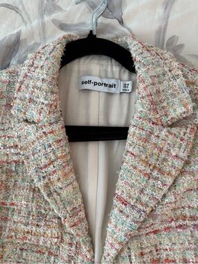 Self-Portrait Pastel Multicolor Tweed Blazer